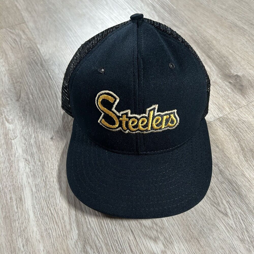 Vintage Pittsburgh Steelers Hat Snapback NFl Football AJD Black Trucker‎ Cap